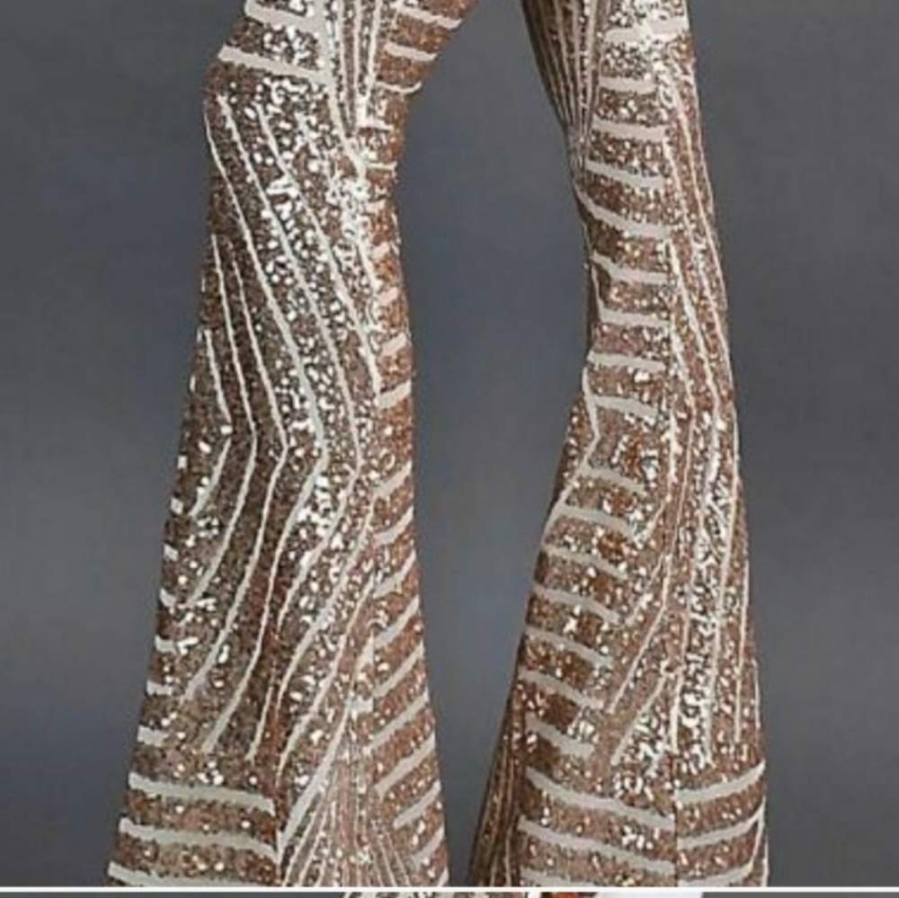 Plus Size Sequin Wide Pants
